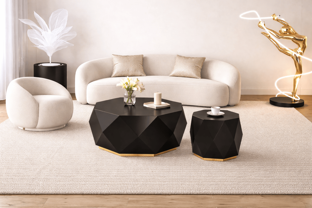 Ivory Prism Coffee Table Set